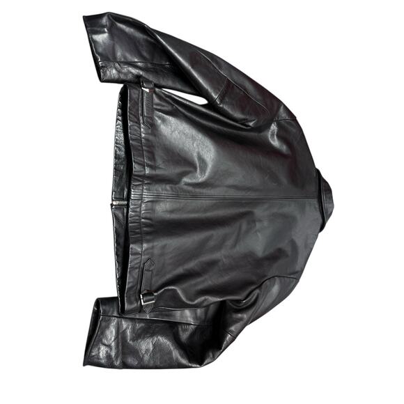 Banana Republic Black Leather Jacket Men’s Medium Classic Zip-Up Moto Style - Picture 5 of 12